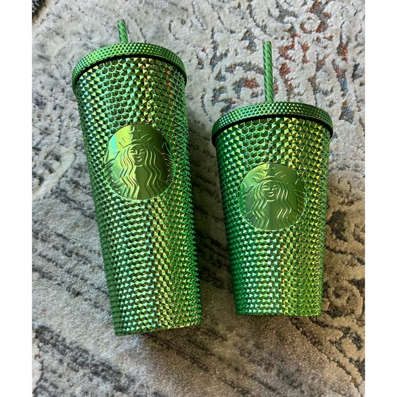 Starbucks Limited Edition Metallic Green Studded Holiday 2023 24oz & 16oz - Picture 2 of 6